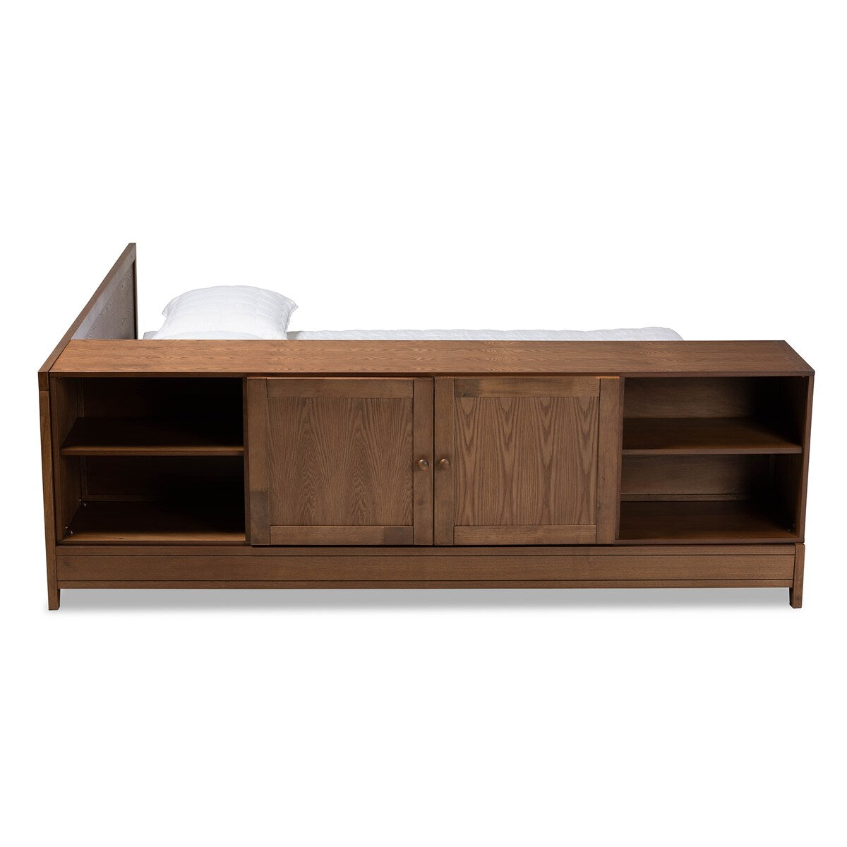 Kaori Modern and Contemporary Transitional Walnut Brown Finished Wood Queen Size Platform Storage Bed