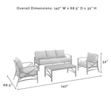 Crosley Kaplan 4Pc Outdoor Sofa Set - 147 W x 68.5 D x 32 H