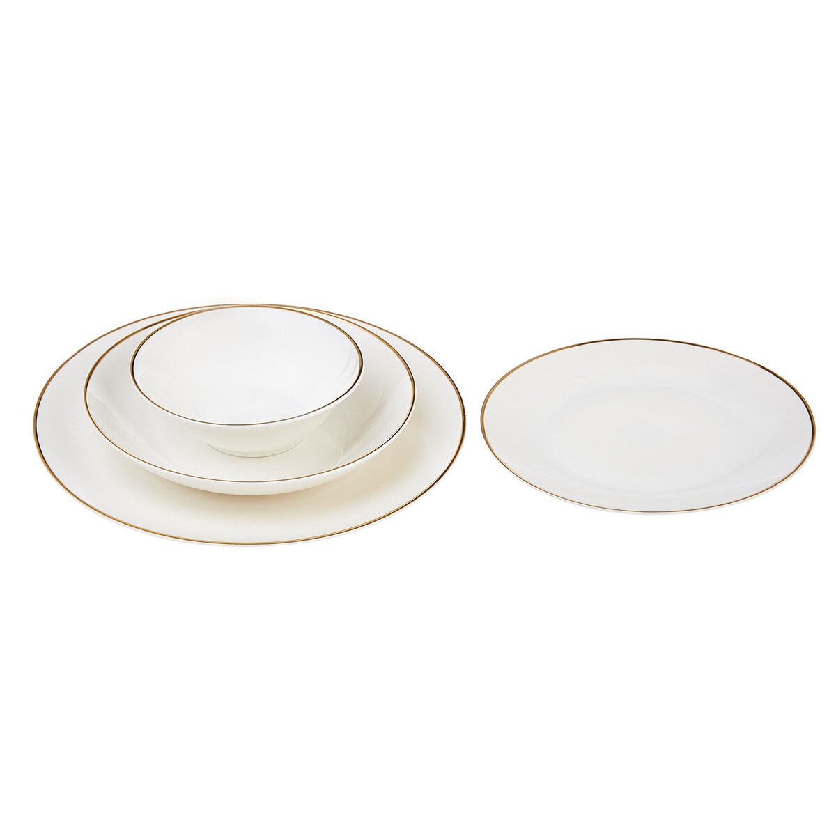 Karaca Gold Rim Porcelain Dinnerware Set of 24 for 6