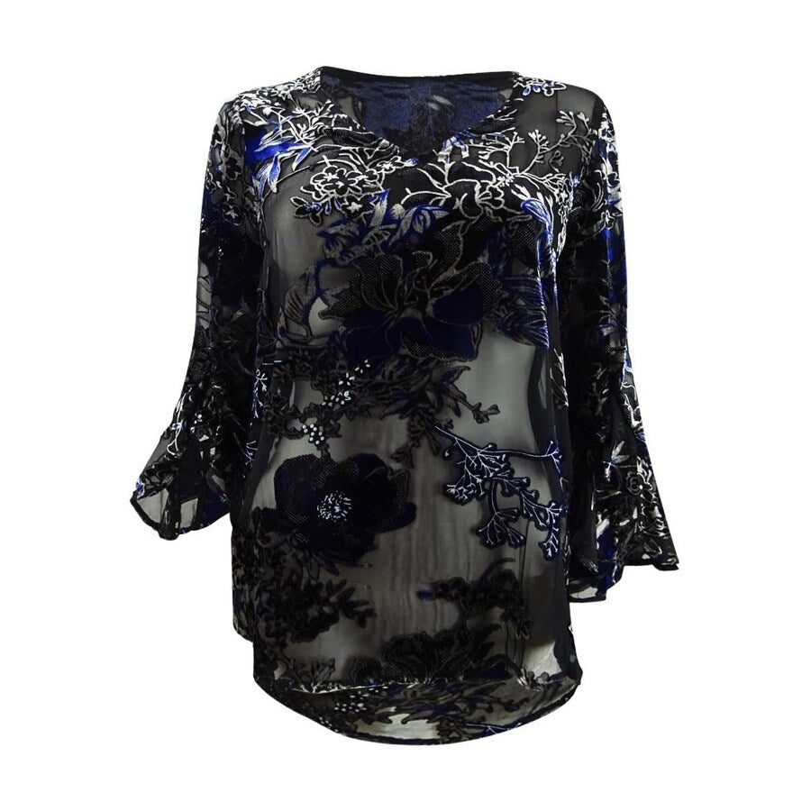Karen Kane Women's Velvet Burnout Ruffle-Sleeve Top