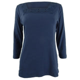 Karen Scott Women's Crochet Square-Neck Top