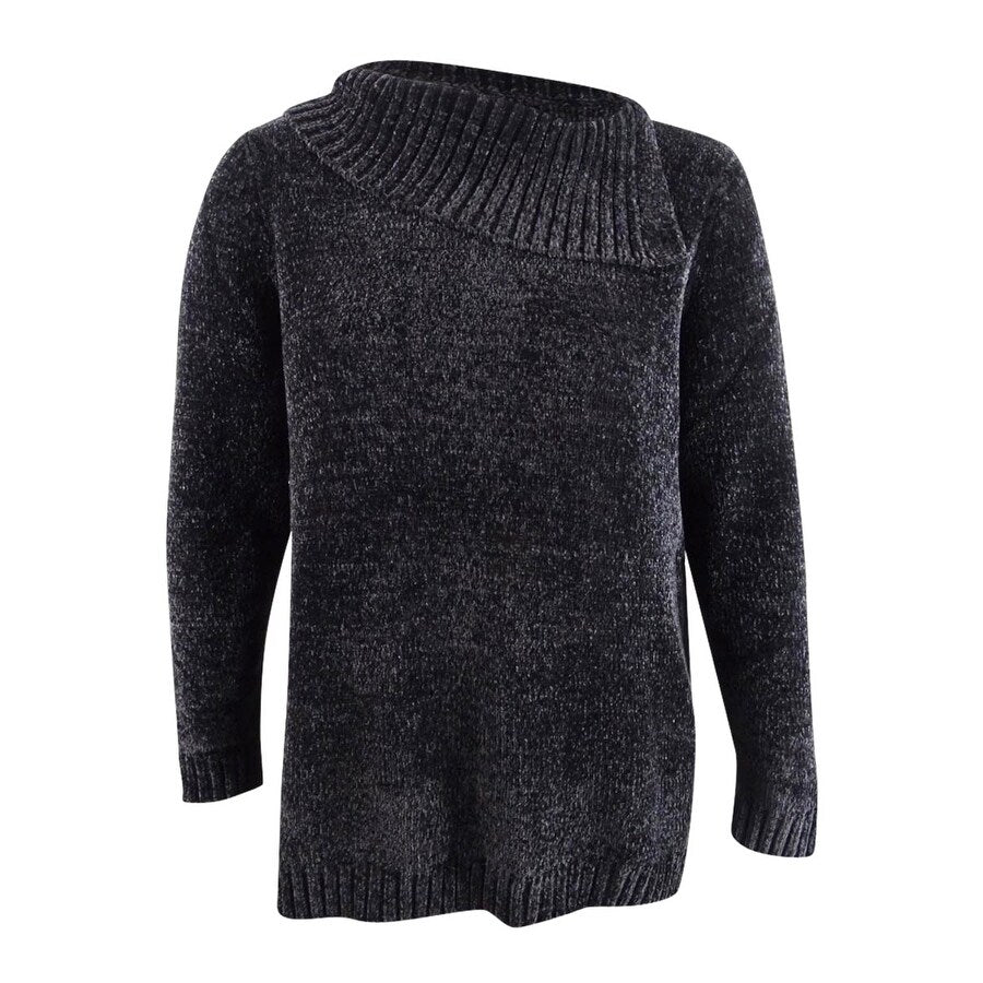 Karen Scott Women's Plus Size Chenille Split Neck Pullover