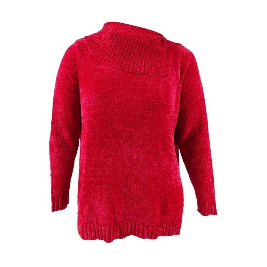 Karen Scott Women's Plus Size Chenille Split Neck Pullover