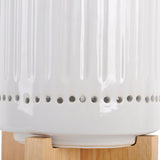Karina Punched Ceramic Uplight with Wood Base