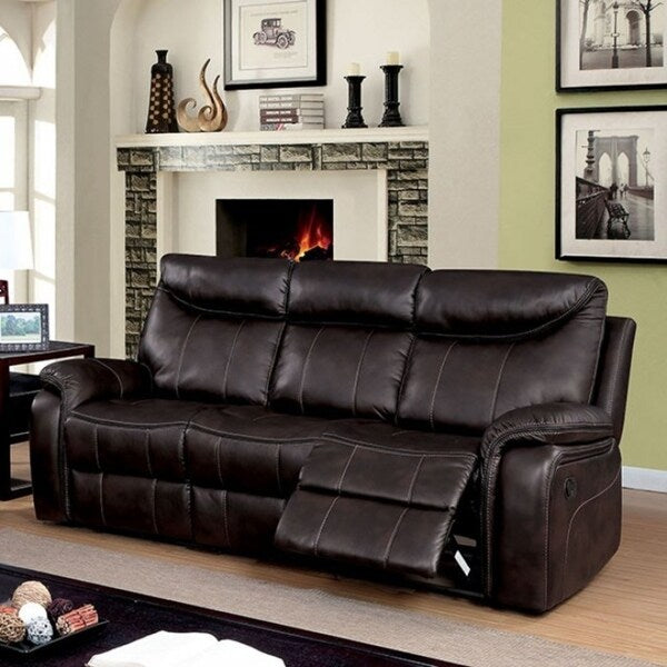Karlee Transitional Style Plush Sofa, Dark Brown