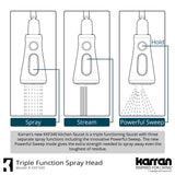Karran 33" Top Mount Double Bowl 50/50 Quartz Kitchen Sink in White with Kitchen Faucet in Stainless Steel