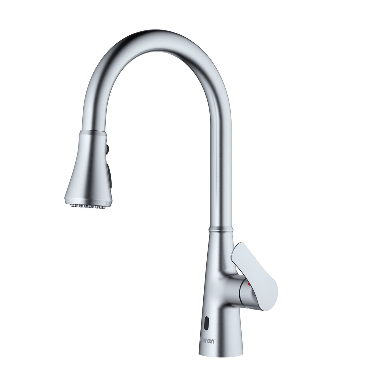 Karran 33" Top Mount Double Bowl 50/50 Quartz Kitchen Sink in White with Kitchen Faucet in Stainless Steel