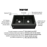 Karran All in One Apron Front/Farmhouse Quartz 34-in Double Bowl 50/50 Sink in Black with Faucet KKF210 in Stainless Steel