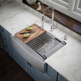 Karran Elite WSA-42-PK1 Apron Front Farmhouse 30" Single Bowl Stainless Steel Workstation Sink