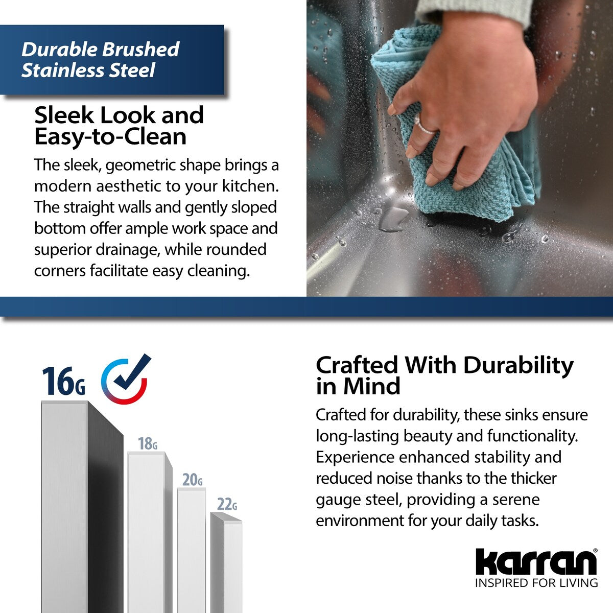 Karran Elite WSA-42-PK1 Apron Front Farmhouse 30" Single Bowl Stainless Steel Workstation Sink