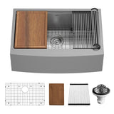 Karran Elite WSA-42-PK1 Apron Front Farmhouse 30" Single Bowl Stainless Steel Workstation Sink
