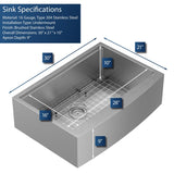 Karran Elite WSA-42-PK1 Apron Front Farmhouse 30" Single Bowl Stainless Steel Workstation Sink