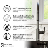 Karran Lagrange One-Handle Pull Down Dual Function Sprayer Kitchen Faucet
