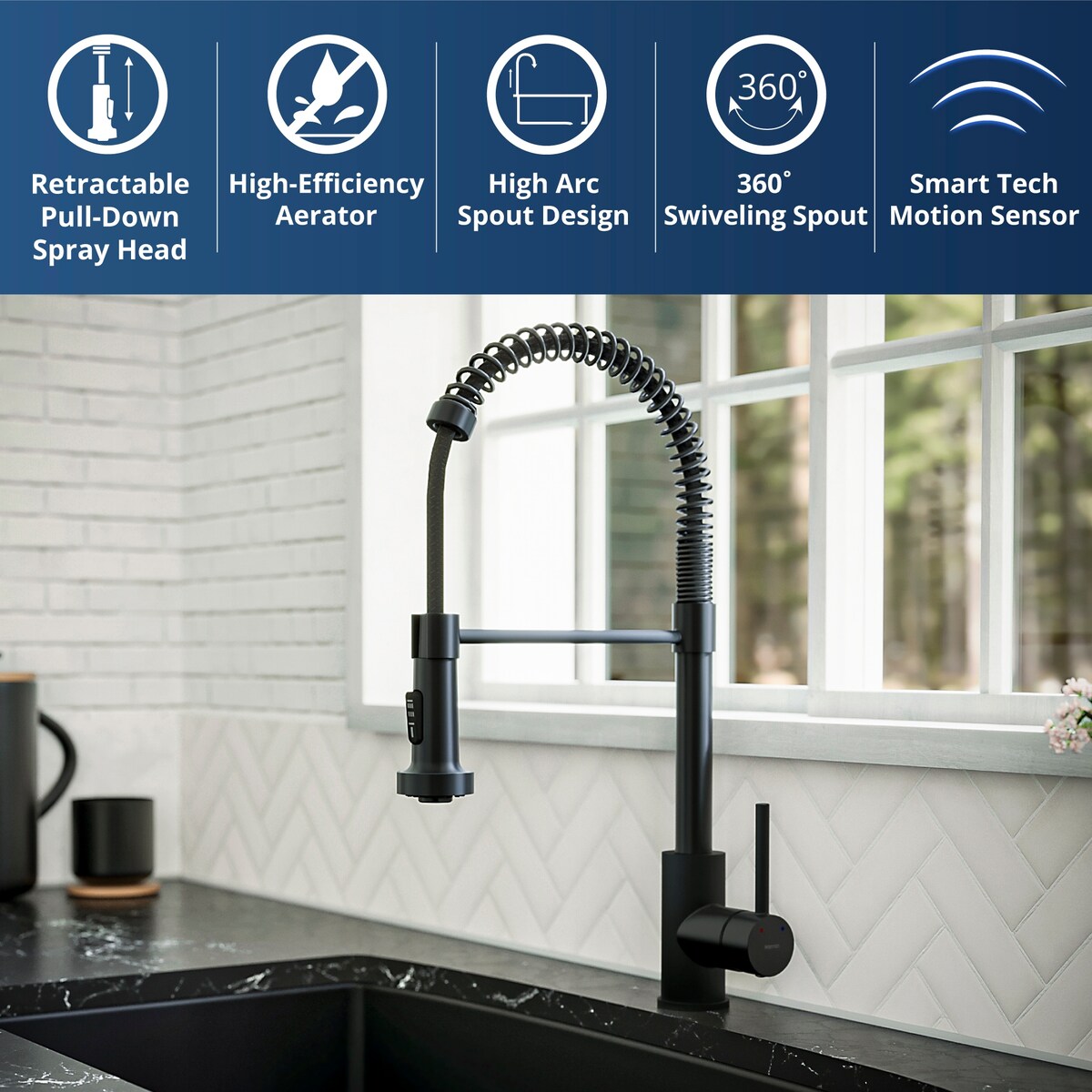 Karran Loxton Touchless Single-Handle Pull-Down Sprayer Kitchen Faucet