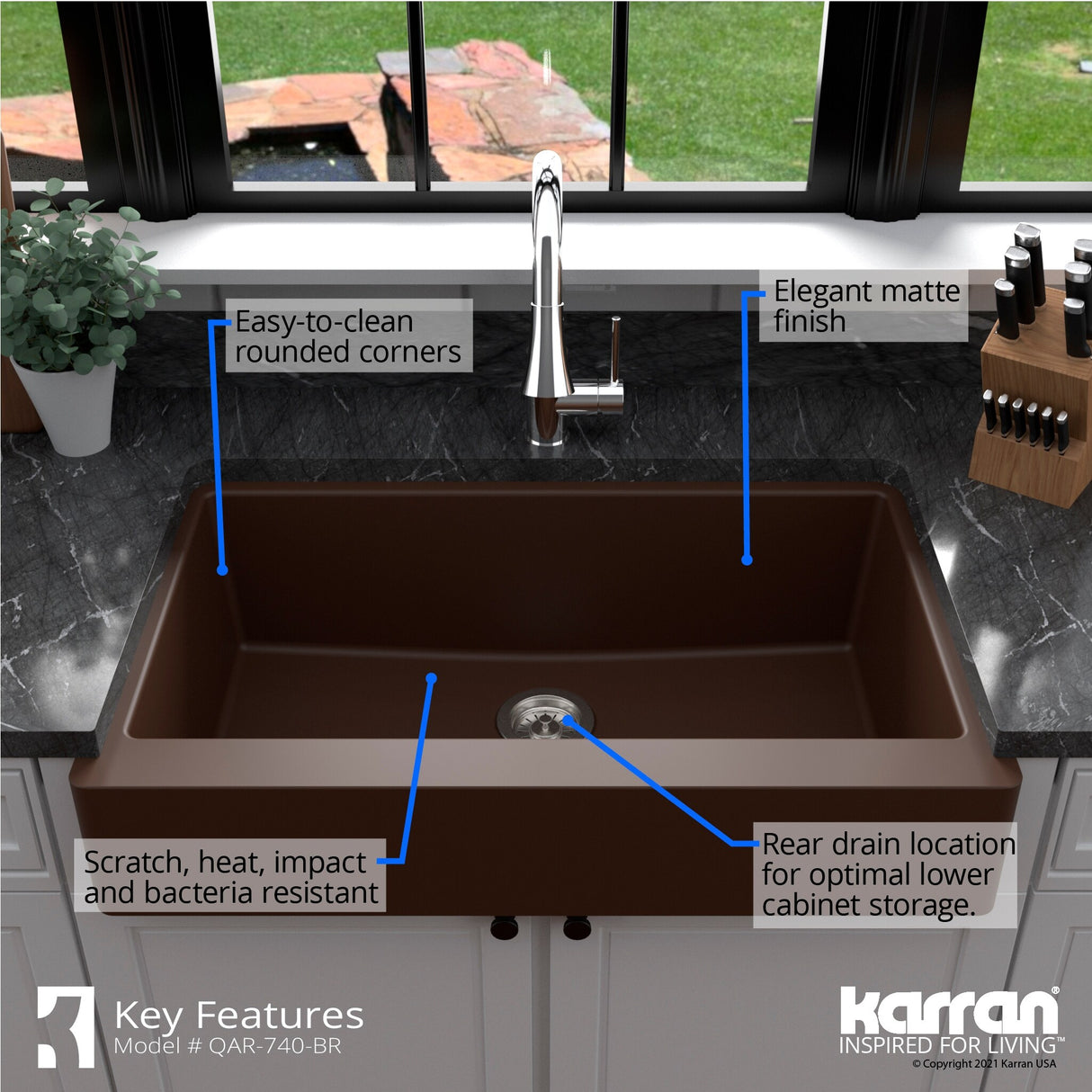 Karran Retrofit Apron Quartz Single Bowl Kitchen Sink