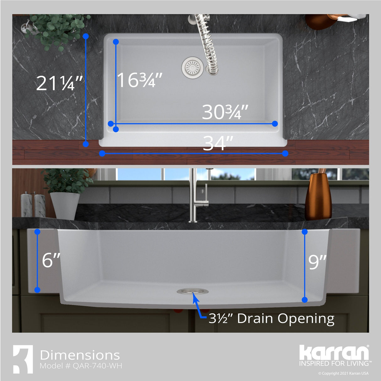 Karran Retrofit Apron Quartz Single Bowl Kitchen Sink