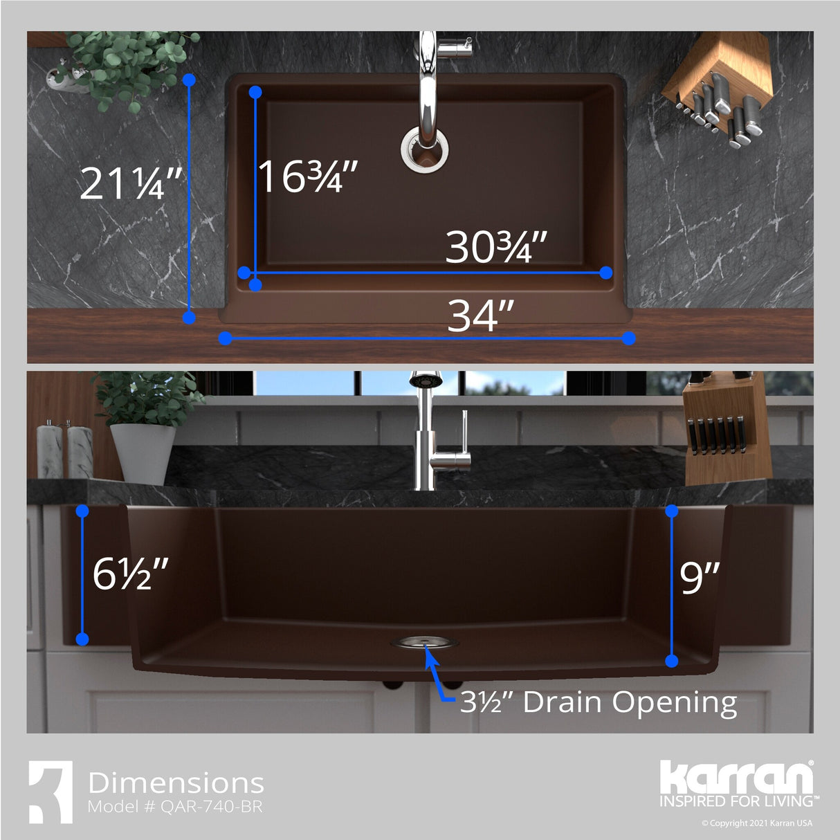 Karran Retrofit Apron Quartz Single Bowl Kitchen Sink