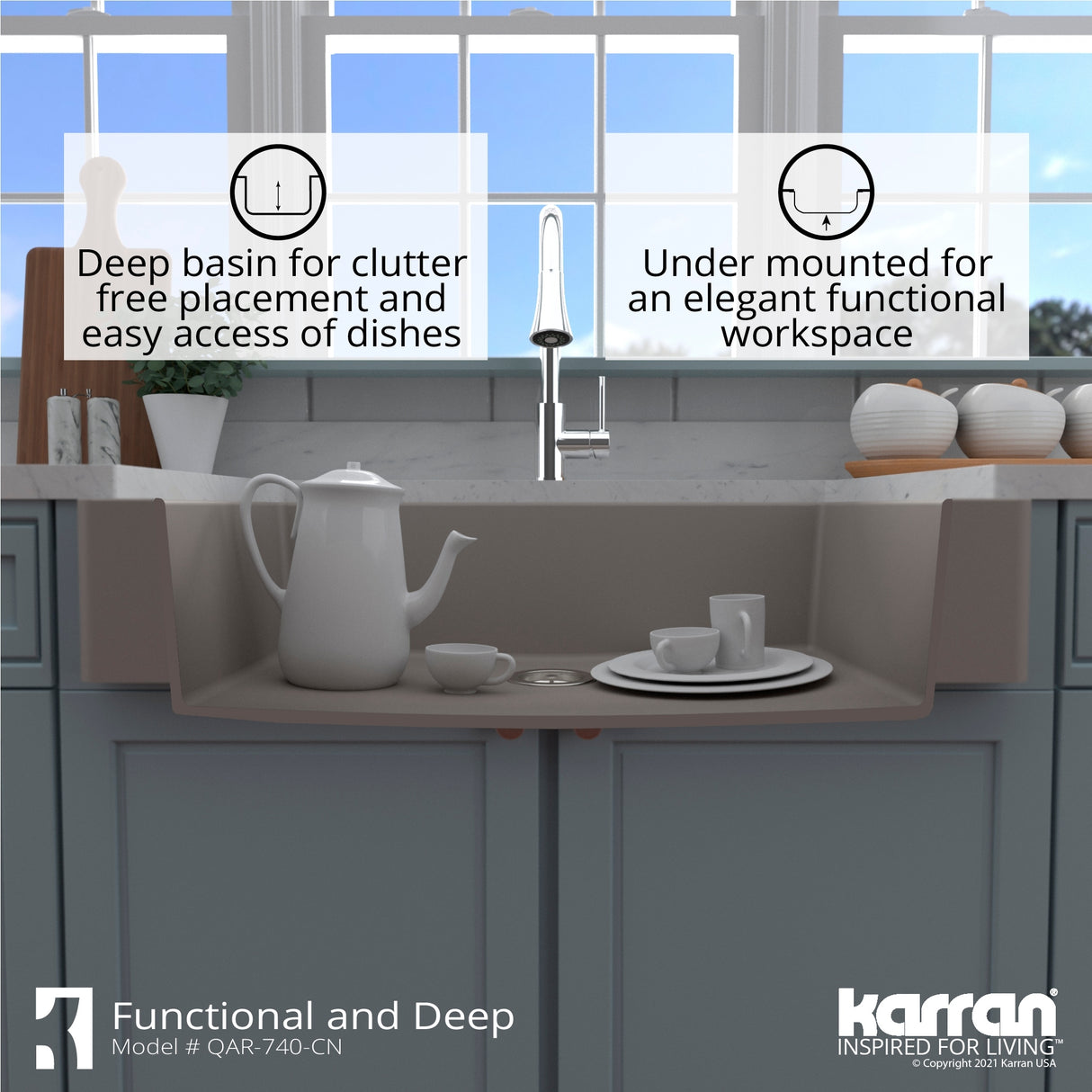 Karran Retrofit Apron Quartz Single Bowl Kitchen Sink