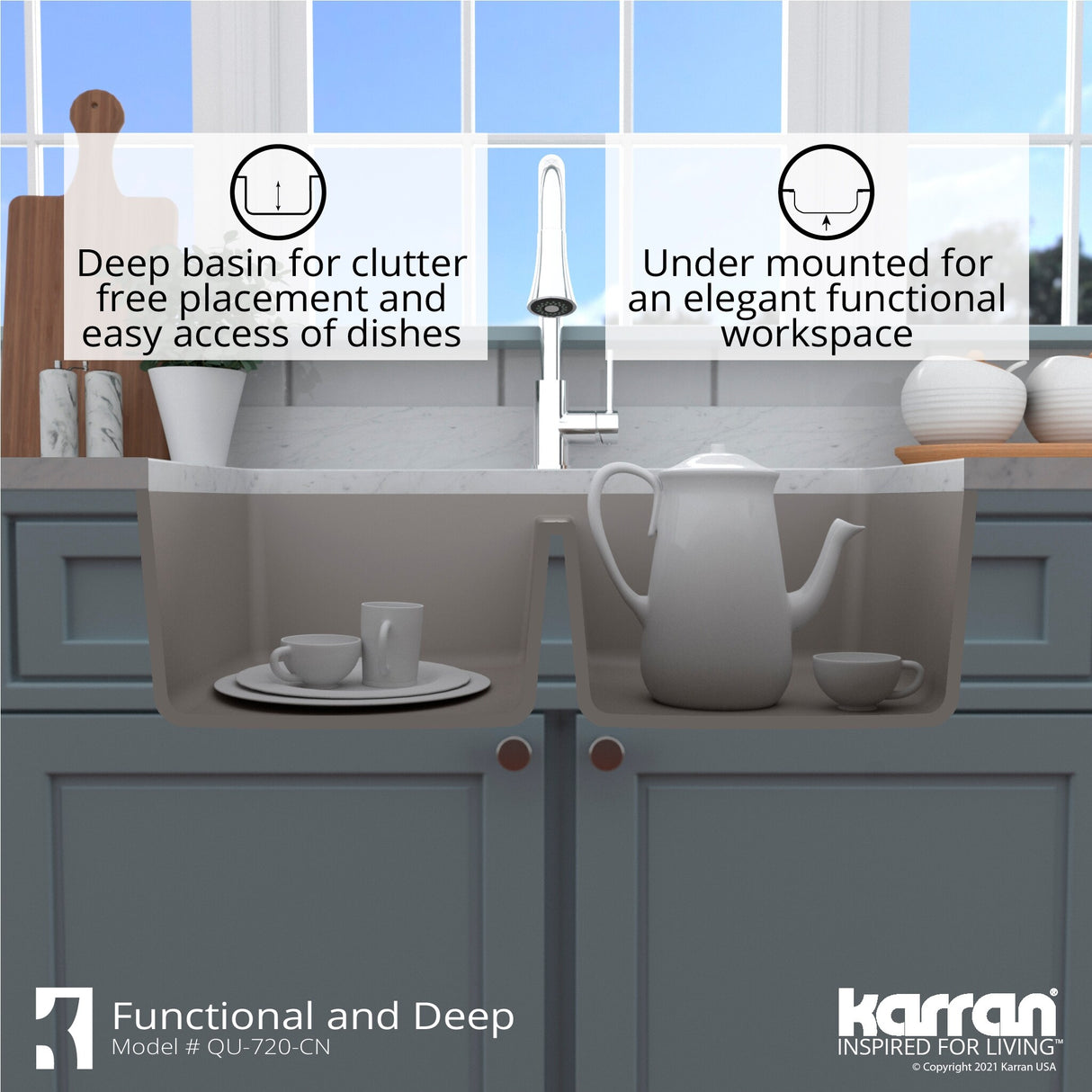 Karran Undermount Quartz Double Bowl Kitchen Sink