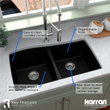 Karran Undermount Quartz Double Bowl Kitchen Sink