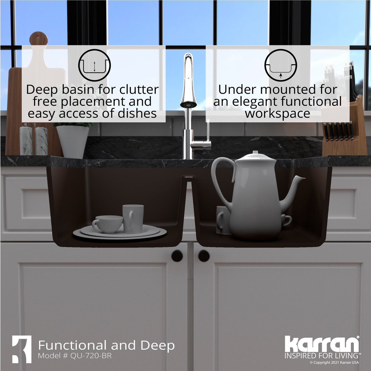 Karran Undermount Quartz Double Bowl Kitchen Sink