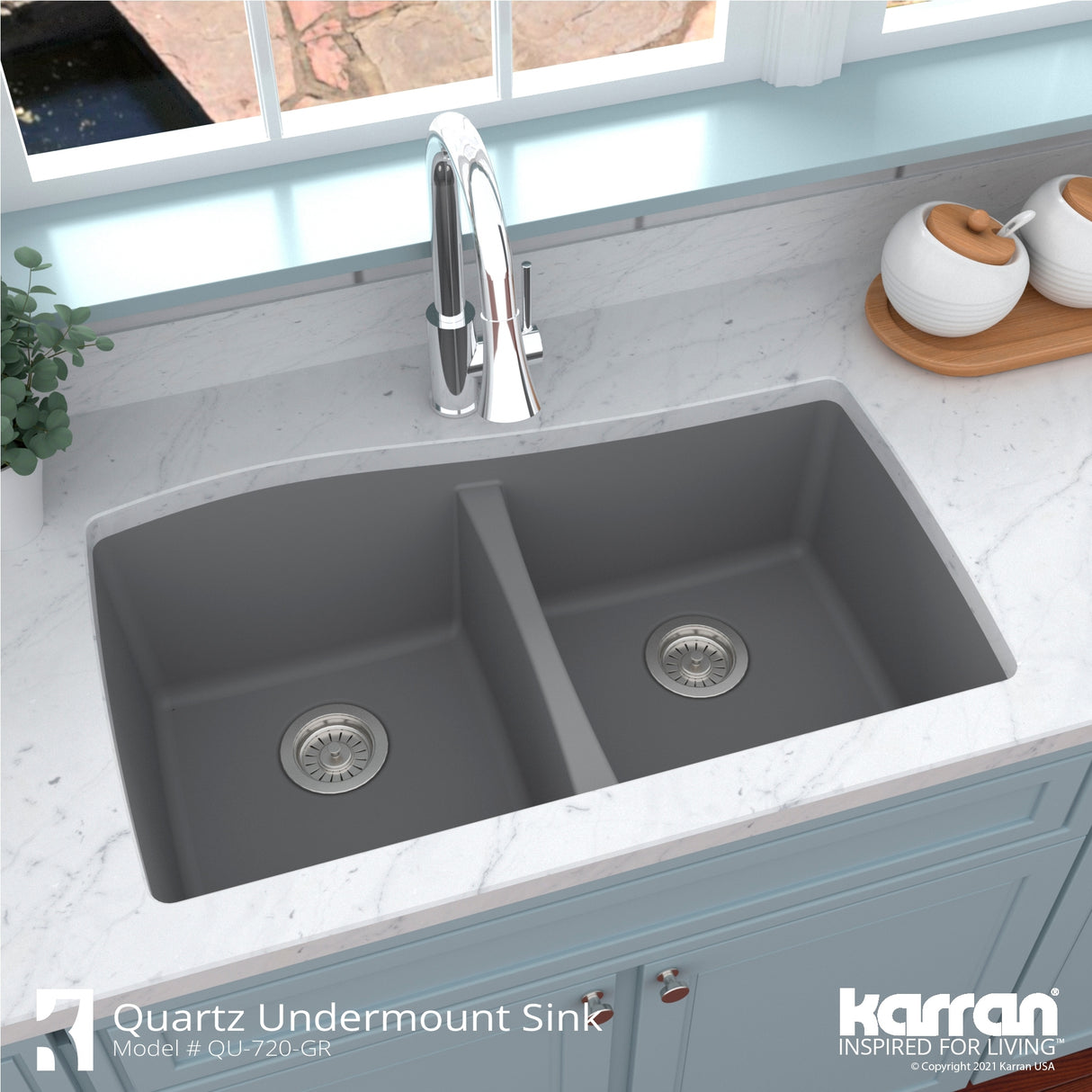 Karran Undermount Quartz Double Bowl Kitchen Sink