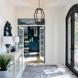 Karsha 4-Light Industrial Geometric Pendant Rhombus Lantern Candle Chandelier for Foyer/ Dining Room