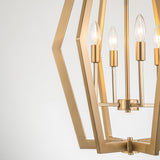 Karsha 4-Light Industrial Geometric Pendant Rhombus Lantern Candle Chandelier for Foyer/ Dining Room