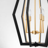Karsha 4-Light Industrial Geometric Pendant Rhombus Lantern Candle Chandelier for Foyer/ Dining Room