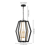 Karsha 4-Light Industrial Geometric Pendant Rhombus Lantern Candle Chandelier for Foyer/ Dining Room