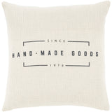 Karson Cream Modern Farmhouse Feather Down Throw Pillow (18" x 18")
