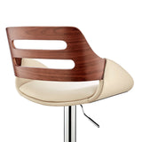 Karter Faux Leather and Wood Adjustable Swivel Bar Stool