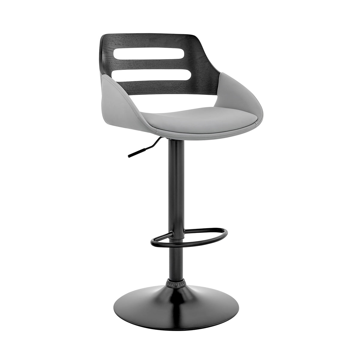 Karter Faux Leather and Wood Adjustable Swivel Bar Stool