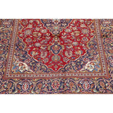 Kashan Floral Medallion Traditional Hand-Knotted Wool Persian Area Rug - 10'2" x 6'8"