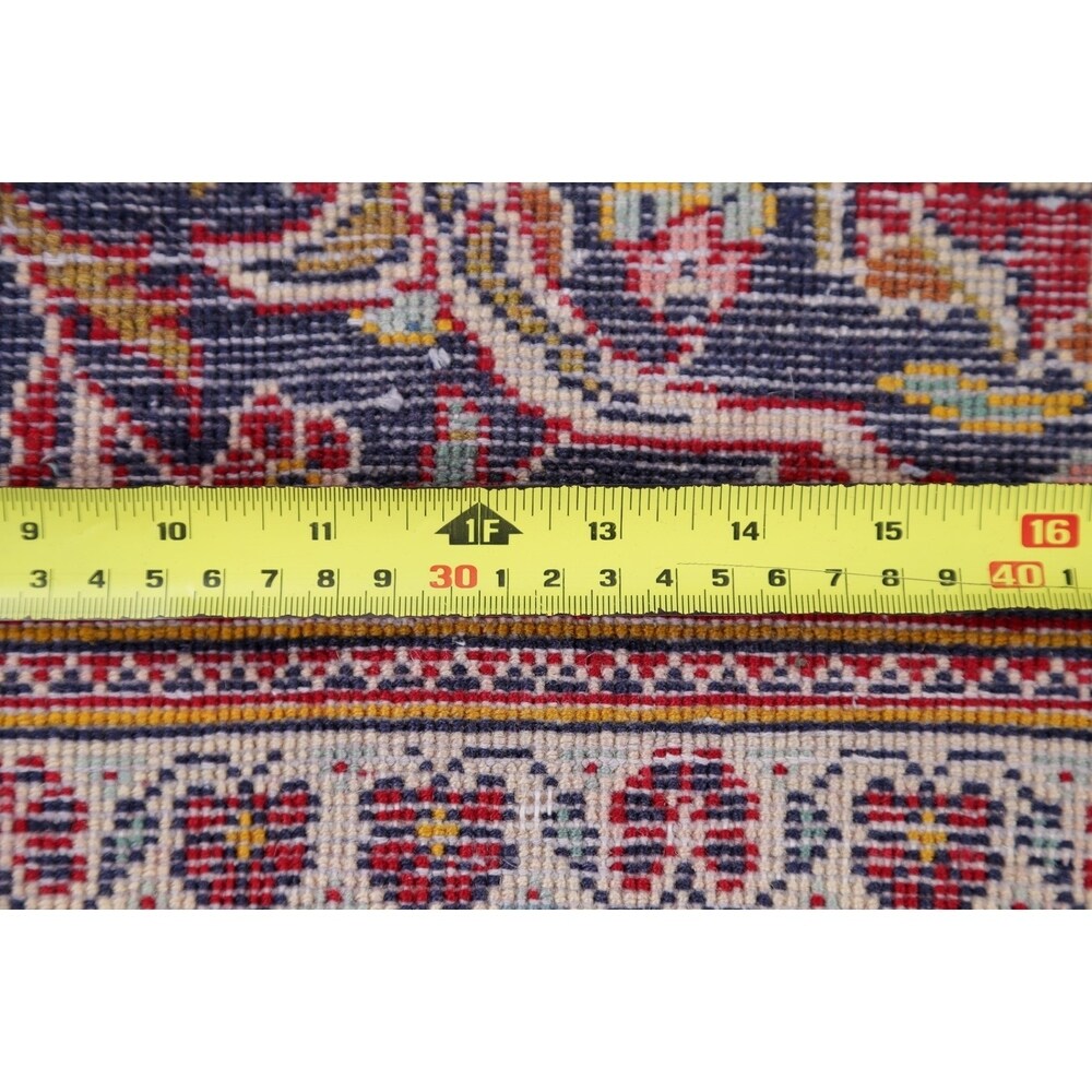 Kashan Floral Medallion Traditional Hand-Knotted Wool Persian Area Rug - 10'2" x 6'8"