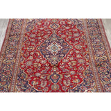 Kashan Floral Medallion Traditional Hand-Knotted Wool Persian Area Rug - 10'2" x 6'8"