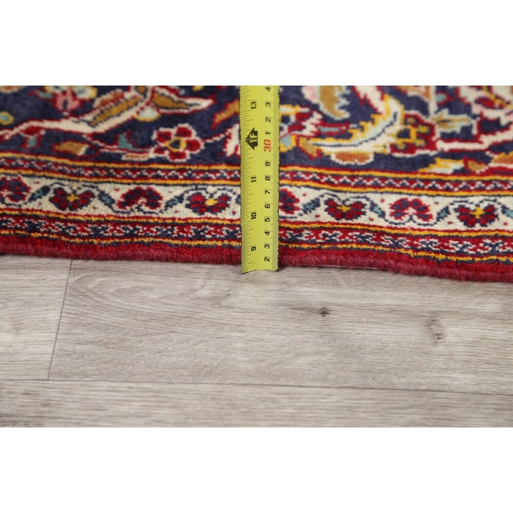Kashan Floral Medallion Traditional Hand-Knotted Wool Persian Area Rug - 10'2" x 6'8"
