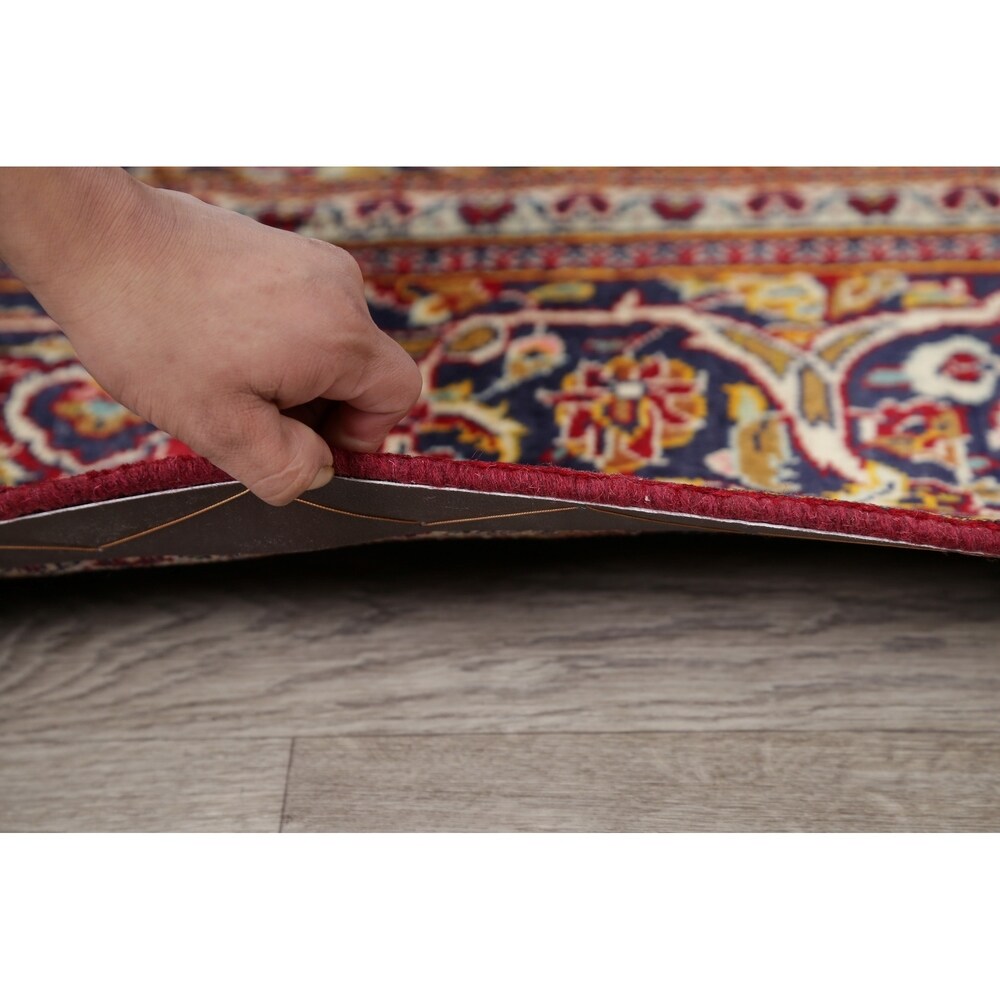 Kashan Floral Medallion Traditional Hand-Knotted Wool Persian Area Rug - 10'2" x 6'8"