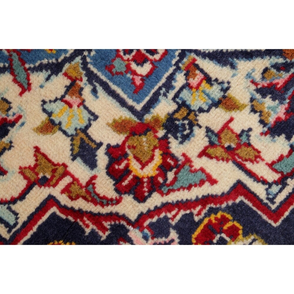 Kashan Floral Medallion Traditional Hand-Knotted Wool Persian Area Rug - 10'2" x 6'8"