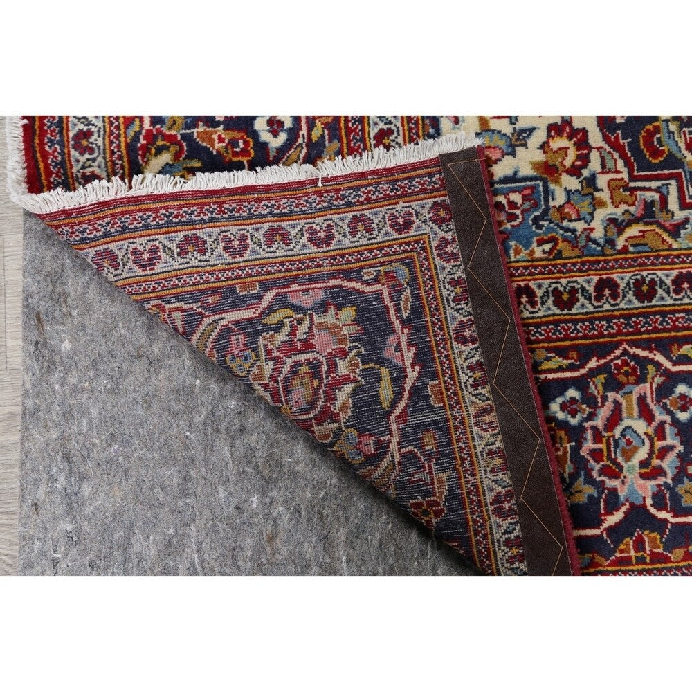 Kashan Floral Medallion Traditional Hand-Knotted Wool Persian Area Rug - 10'2" x 6'8"