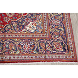 Kashan Floral Medallion Traditional Hand-Knotted Wool Persian Area Rug - 10'2" x 6'8"