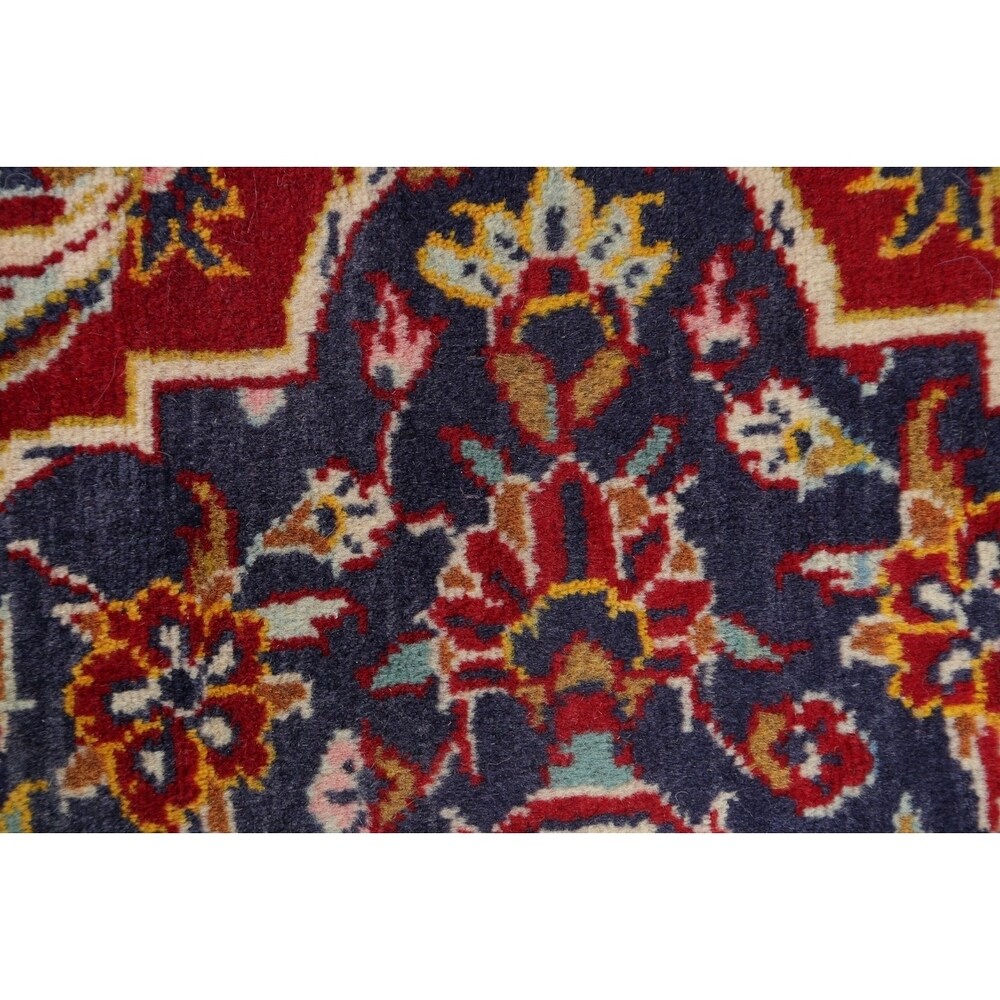 Kashan Floral Medallion Traditional Hand-Knotted Wool Persian Area Rug - 10'2" x 6'8"