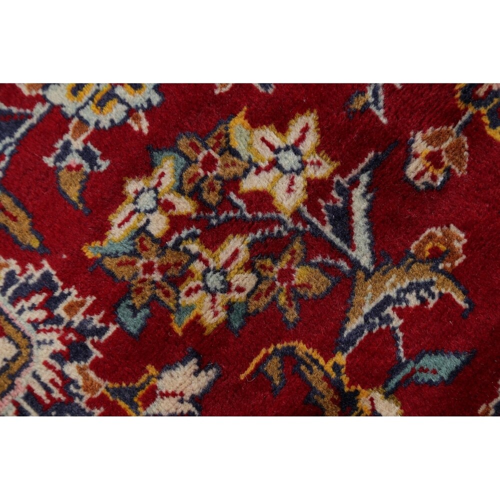 Kashan Floral Medallion Traditional Hand-Knotted Wool Persian Area Rug - 10'2" x 6'8"