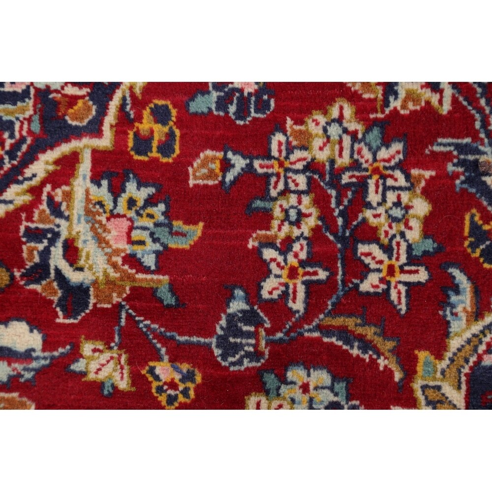 Kashan Floral Medallion Traditional Hand-Knotted Wool Persian Area Rug - 10'2" x 6'8"