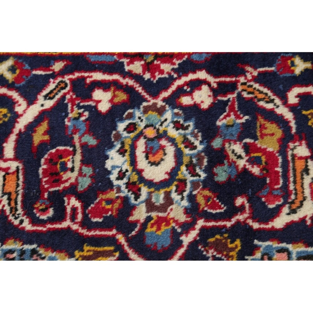 Kashan Floral Medallion Traditional Hand-Knotted Wool Persian Area Rug - 11'11" x 8'3"