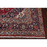 Kashan Floral Medallion Traditional Hand-Knotted Wool Persian Area Rug - 11'11" x 8'3"