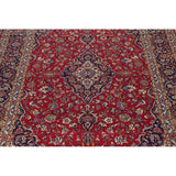 Kashan Floral Medallion Traditional Hand-Knotted Wool Persian Area Rug - 11'11" x 8'3"