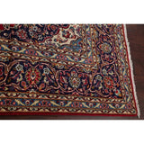 Kashan Floral Medallion Traditional Hand-Knotted Wool Persian Area Rug - 11'11" x 8'3"