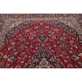Kashan Floral Medallion Traditional Hand-Knotted Wool Persian Area Rug - 11'11" x 8'3"