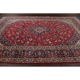 Kashan Floral Medallion Traditional Hand-Knotted Wool Persian Area Rug - 11'11" x 8'3"